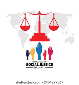 World Day Of Social Justice. February 20. Holiday concept. Template for background, banner, card, poster with text inscription.  Vector illustration