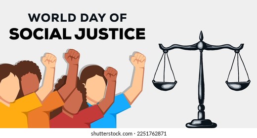 world day of social justice horizontal banner illustration