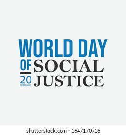 World day social justice on february 20 typography vector image. World justice day typography lettering logo design vector