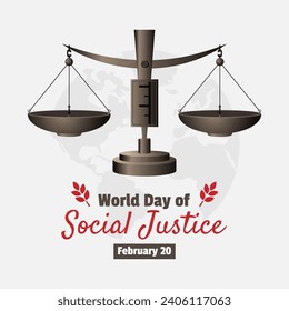 World Day of Social Justice poster with wooden scales