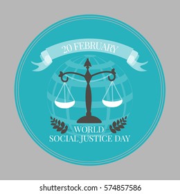 World Day Of Social Justice. Scales Of Justice Logo. Vector Illustration