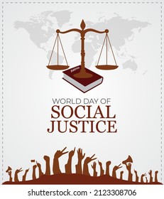 World Day of Social Justice. Template for background, banner, card, poster. vector illustration.