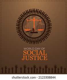 World Day Of Social Justice. Template For Background, Banner, Card, Poster. Vector Illustration.