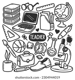 World Teachers’ Day Stickers Hand Drawn Doodle Coloring Vector