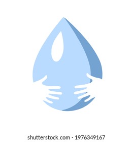 World Day of Water drop of water. World Water Day March 22. Holiday concept. Template for background, banner, card, poster with text inscription. Vector EPS10 illustration