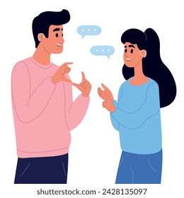 World Deaf Day and World Hearing Day. A pair of deaf and mute people using sign language to communicate. A man and a woman with hearing impairment.International day of sign languages