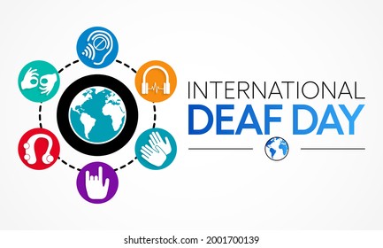 World Deaf day is observed every year during September, The day focuses on people who are deaf or hard of hearing and people with speech disorders. Vector illustration.