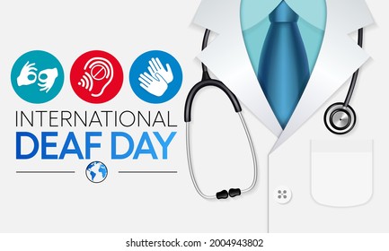 World Deaf day is observed every year during September, The day focuses on people who are deaf or hard of hearing and people with speech disorders. Vector illustration.