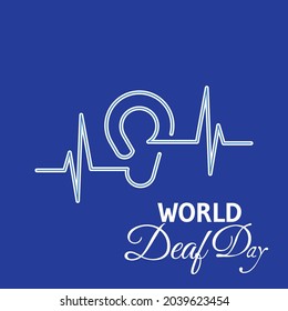 World Deaf Day Vector Template Design On Blue Background