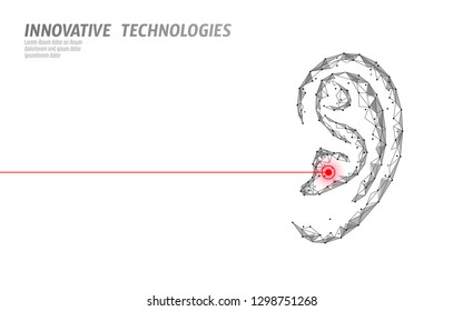 World Deaf Hearing Day. Human ear organ low poly. Polygonal triangle point line particle futuristic innovation medical center aid prevention awareness vector illustration poster