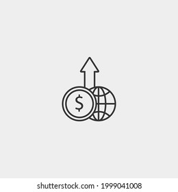 World debt vector icon for web and design