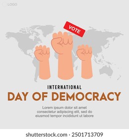 World Democracy Day, celebrated every September 15, is a day established by the United Nations to promote and uphold the principles of democracy throughout the world. Vector Template for Social Media