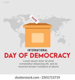 El Día Mundial de la Democracia, que se celebra cada 15 de septiembre, es un día establecido por las Naciones Unidas para promover y defender los principios de la democracia en todo el mundo. Plantilla de Vector para las redes sociales