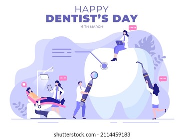 World Dentist Day With Tooth And Dentistry To Prevent Cavities And Healthcare In Flat Cartoon Background Illustration Suitable For Poster Or Banner