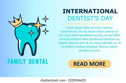 World Dentist Day. Vector illustration of logo tooth.Stomatology banner