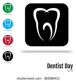 World Dentist's Day. Set of colored vector icons. Dental clinic logo. Vector Art, Stock Vector