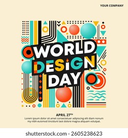 World Design Day background with colorful ornaments
