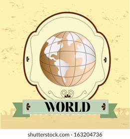 world design  over rustic background. vector illustration