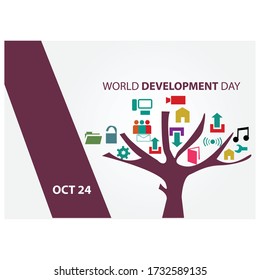 World development day illustration, 24 October. World Development information day background.