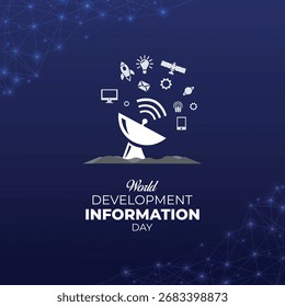 Dia Mundial da Informação sobre o Desenvolvimento. 24 de outubro. Modelo para plano de fundo com faixa, cartaz e cartão. Ilustração vetorial.
