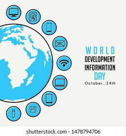 World Development Information Day with Globe and technology Information icon