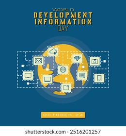 World Development Information Day Poster with worldwide information network