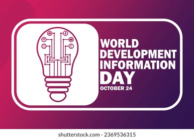 Día Mundial de la Información sobre el Desarrollo. Ilustración vectorial. 24 de octubre. Concepto de vacaciones. Plantilla para fondo, banner, tarjeta, afiche con inscripción de texto. 