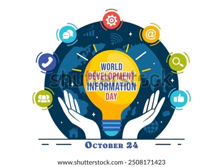 World Development Information Day Vector Illustration on October 24th with Telecommunication And Society to Mobilize Public Opinion in a Background