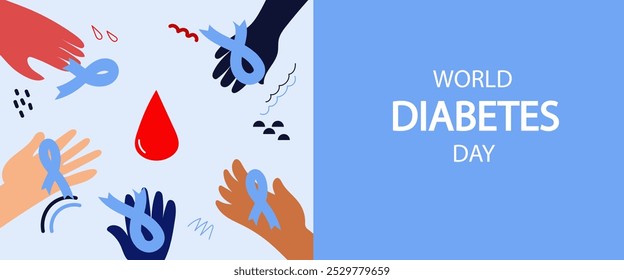 World Diabetes day abstract banner. Diabetes Day design for banner, poster, flyer. vector  flat hand drawn illustration.