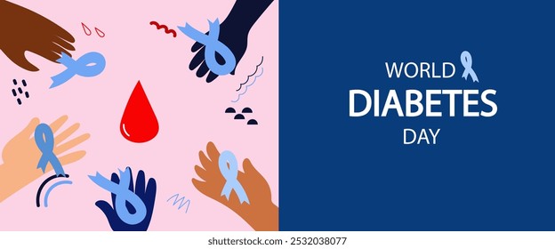 World Diabetes day abstract banner. Diabetes Day design for banner, poster, flyer. vector  flat hand drawn illustration.