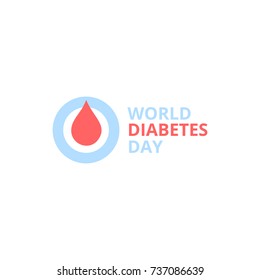 World diabetes day, abstract vector logo. Red blood drop in a blue round frame. Diabete medical symbol. World diabetes day, abstract vector logo. Red blood drop in a blue round frame. Diabete medical symbol.