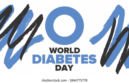 World Diabetes Day. Awareness Month in November. Blue circle symbol. Medical health care and prevention design. Poster, card, banner and background. Vector illustration