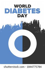 World Diabetes Day. Awareness Month in November. Blue circle symbol. Medical health care and prevention design. Poster, card, banner and background. Vector illustration