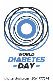 World Diabetes Day. Awareness Month in November. Blue circle symbol. Medical health care and prevention design. Poster, card, banner and background. Vector illustration