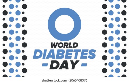 World Diabetes Day. Awareness Month in November. Blue circle symbol. Medical health care and prevention design. Poster, card, banner and background. Vector illustration