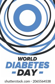 World Diabetes Day. Awareness Month in November. Blue circle symbol. Medical health care and prevention design. Poster, card, banner and background. Vector illustration