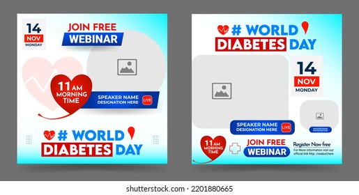 World diabetes day awareness social media post webinar banner