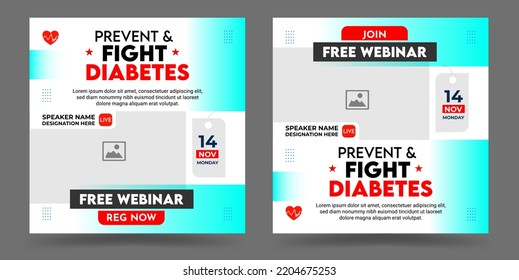 World diabetes day awareness social media post webinar banner