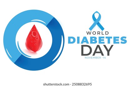 Dia Mundial da Diabetes. fundo, faixa, cartão, cartaz, modelo. Ilustração vetorial.