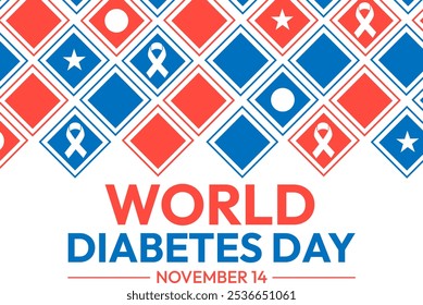 World Diabetes Day background design with ribbons and typography