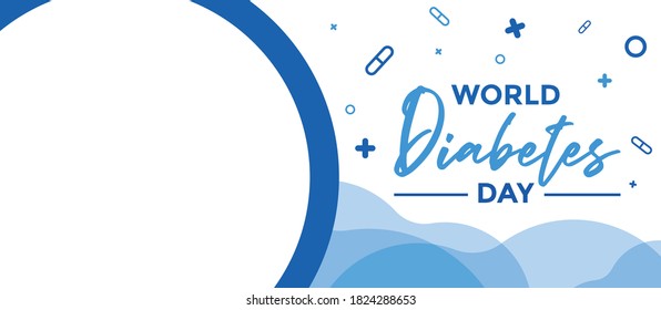 World diabetes day banner vector blue ribbon