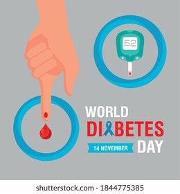 world diabetes day campaign with glucometer with finger vector illustration design