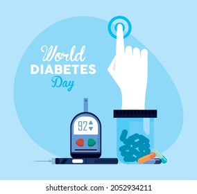 world diabetes day card with glucometer