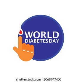 World Diabetes Day concept on white background Logo template with circle frame. Vector illustration