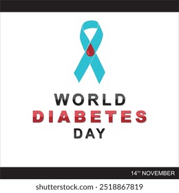 World Diabetes Day. Diabetes Day Creative Concept with ribbon and blood. suitable for news, journals, flayers, world diabetes day banners