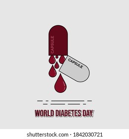 World Diabetes Day design with Bleeding Capsule medicine vector illustration. Good template for medical design.