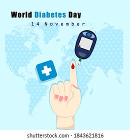 World Diabetes Day design with Syringe and Vaccine bottle vector illustration. 14th of November world diabetes day awareness poster