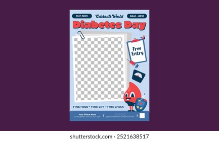 Volante del Día Mundial de la Diabetes. Ilustración vectorial