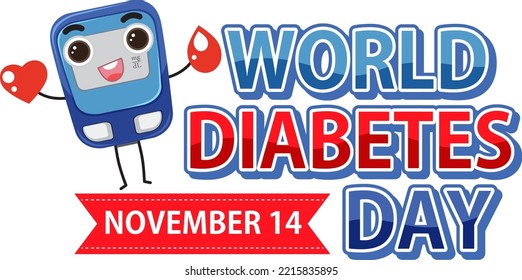 World Diabetes Day Font Logo Design illustration