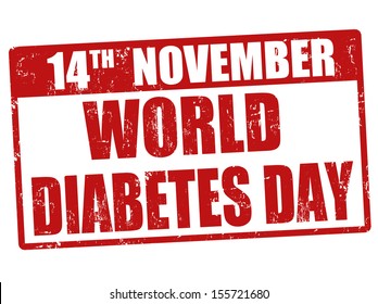 World diabetes day grunge rubber stamp, vector illustration